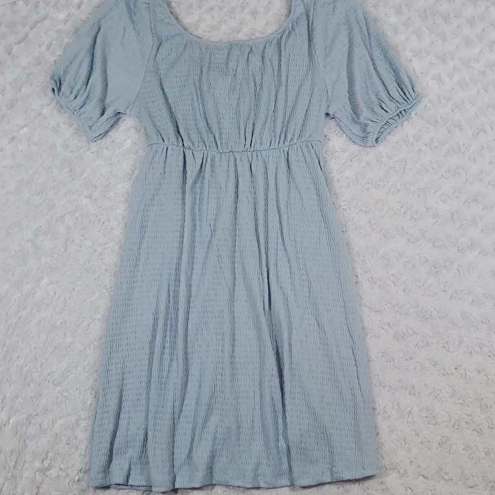 Goodluck Gem Womens Dress Mini Smocked V Neck Blue NWT Size Small - Picture 7 of 9